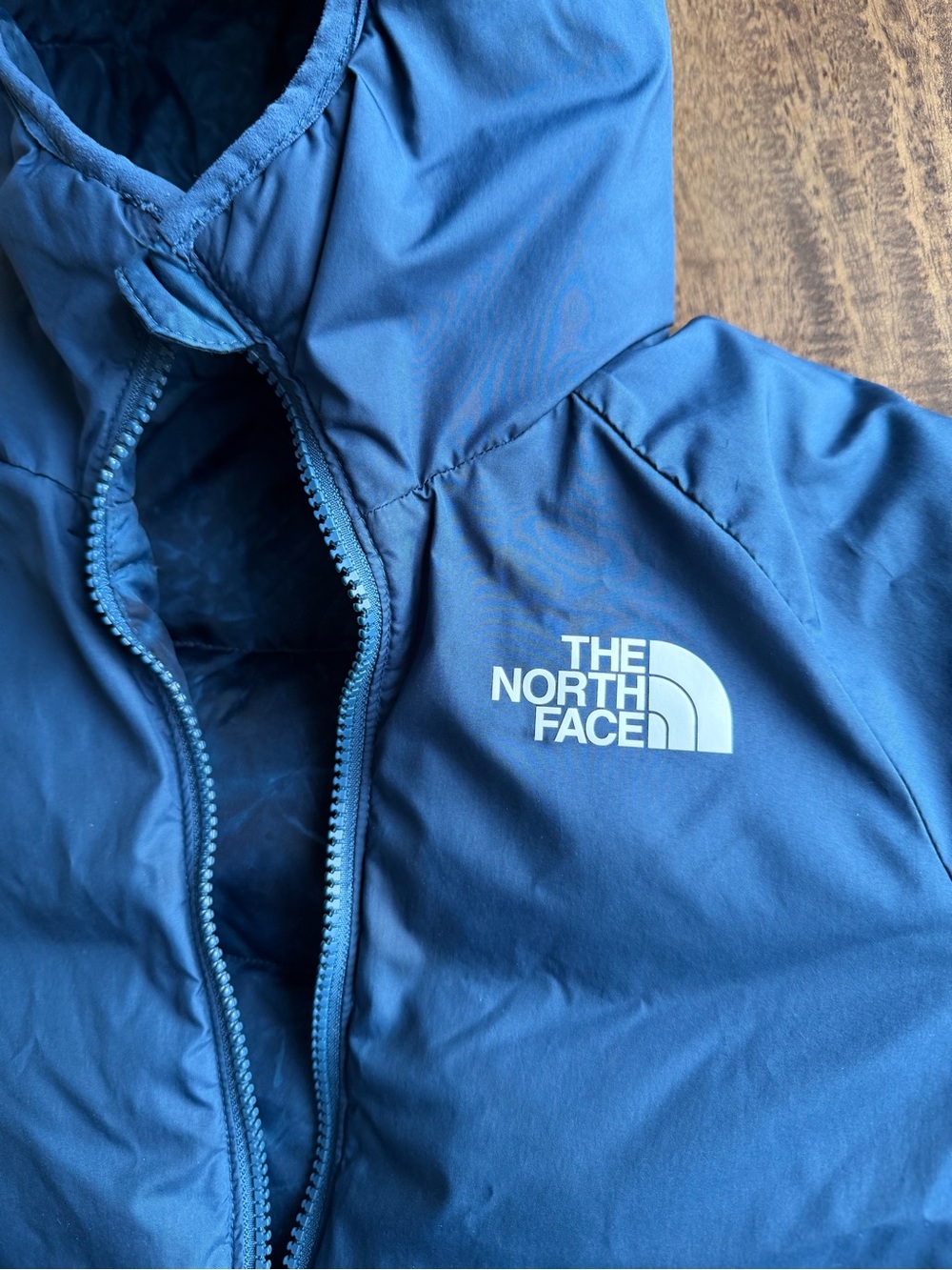 The North Face Kids Blue Hooded Puffer Jacket